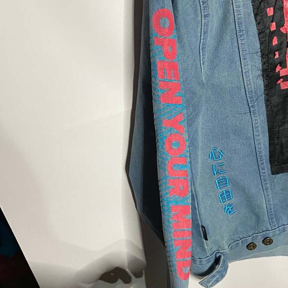 Brooklyn Cloth Open Your Mind Retro Graphic Denim Jean Jacket - Picture 7 of 9